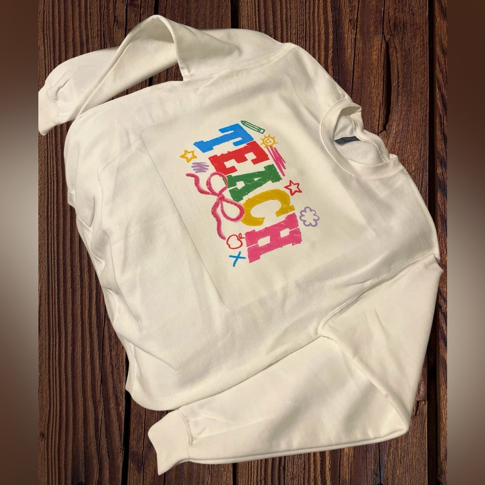 NEW TEACH white crewneck sweatshirt —Free Shipping